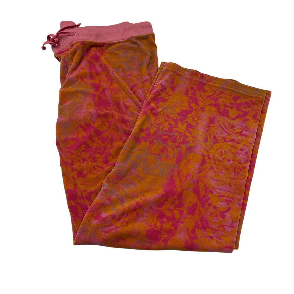 Vintage Obermeyer Y2K Crushed Velvet Lounge Pants Pink Tie Dye Apris Ski Plush